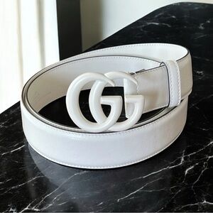 GUCCI White Marmont GG Leather Belt size 95 IT 38 US w/ box & dust bag